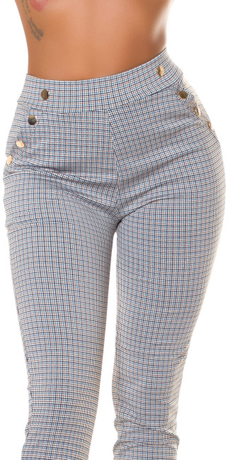 Trendy hoge taille broek met zakken blauw